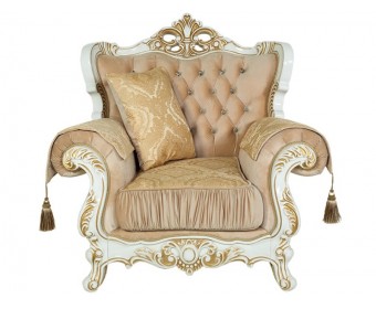 Комплект мягкой мебели Эсмеральда белый (ткань золото)