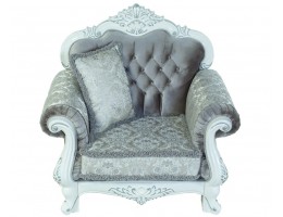 Кресло барокко Илона, белый серебро