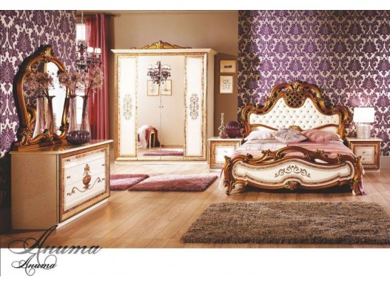 Спальня "Анита" c 4х дверным шкафом (беж)