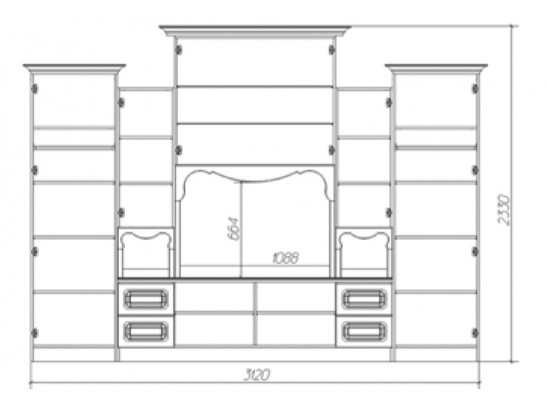 Гостиная Лео (резные декоры МДФ+патина)