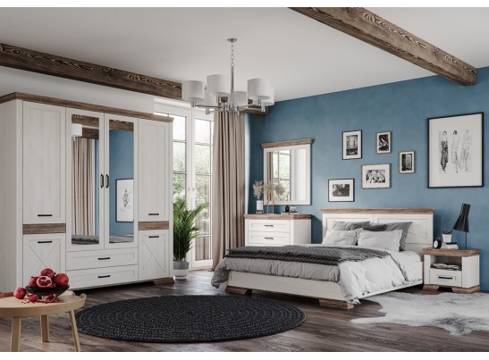 Шкаф с зеркалом MARSELLE SZF5D2S, в цвете ясень снежный/дуб сонома