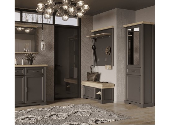 Тумба для обуви Жасмин графит/дуб артизан KOM1S