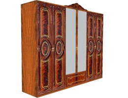 Шкаф 6-и дверный с зеркалами "Роза" (орех)