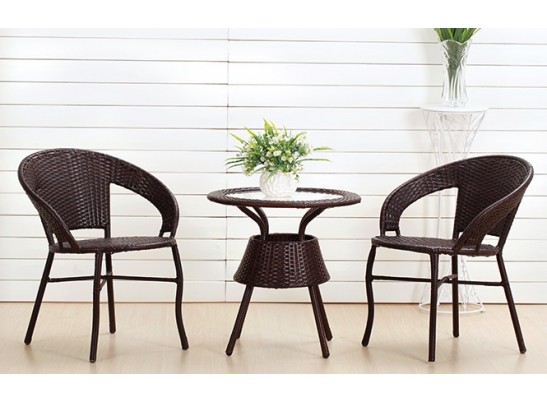 Комплект BISTRO WICKER TB885+F60 (стол + 2 кресла), черный