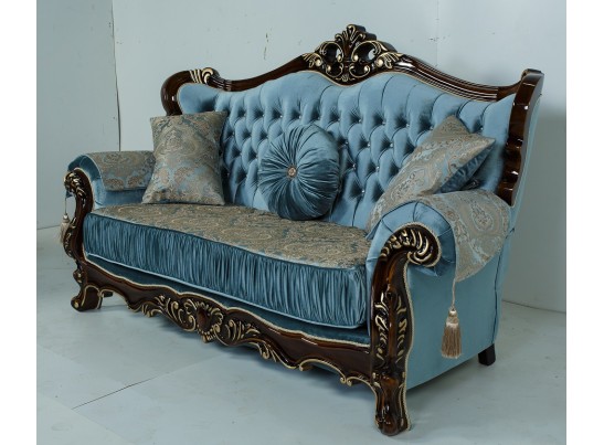 Диван трехместный Эсмеральда, орех (ткань бирюза)