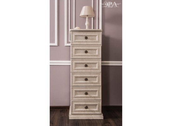 Комод высокий с 6-ю ящиками "Афина" крем корень