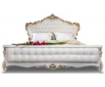 Кровать двуспальная с мягким изголовьем Анна Мария, белая матовая