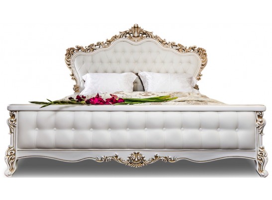 Кровать двуспальная с мягким изголовьем Анна Мария, белая