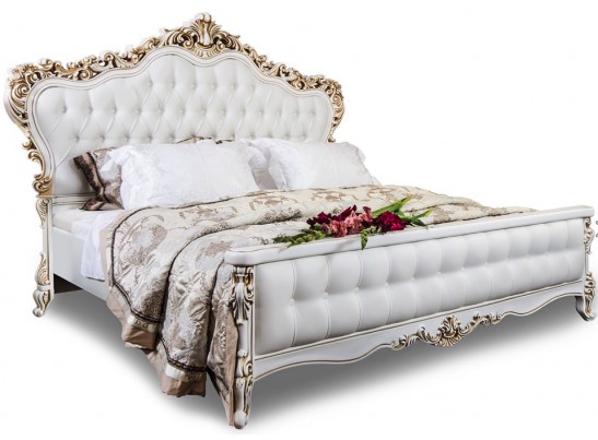 Кровать двуспальная с мягким изголовьем Анна Мария, белая