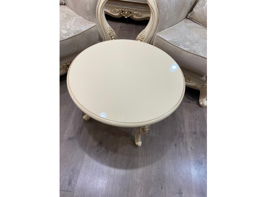 Стол журнальный круглый "Джоконда" крем глянец