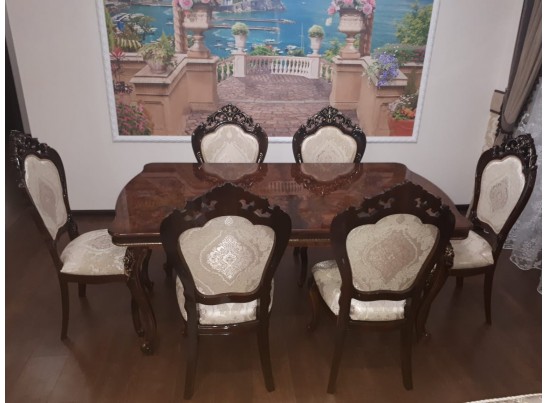 Обеденная зона "Джоконда" (стол и 6 стульев) (корень дуба)