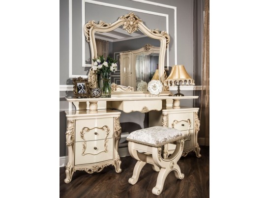 Туалетный стол с пуфиком Джоконда (крем глянец)