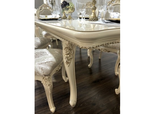 Обеденная зона "Джоконда" (стол и 6 стульев) (крем глянец)