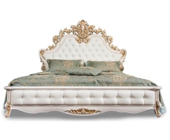Кровать двуспальная с мягким изголовьем Флоренция, белая