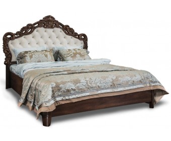 Кровать двуспальная с мягким изголовьем Патрисия орех караваджо глянец 160