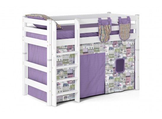 Полувысокая кровать "Соня" Вариант 5 (с прямой лестницей)