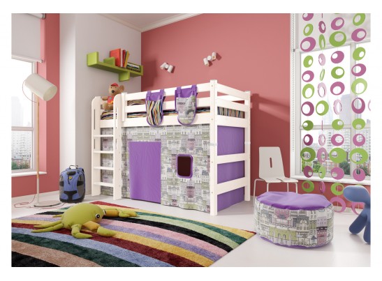 Низкая кровать Соня Вариант 11 (с прямой лестницей)