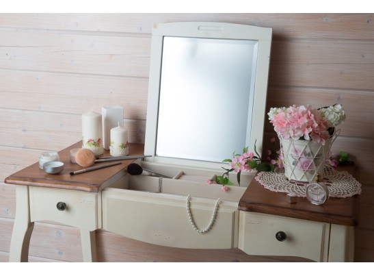 Туалетный стол с зеркалом ST9309 (белая карамель)