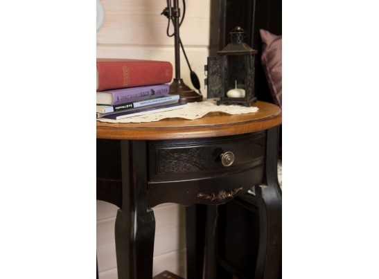 Прикроватная тумба овальная ST9131N (черный сапфир)