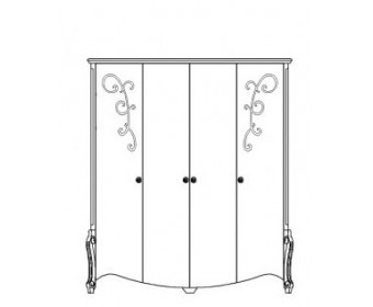 Шкаф для одежды Луиза четырехдверный с декором ММ-227-01/04Б