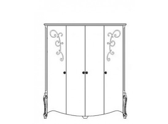 Шкаф для одежды Луиза четырехдверный с декором ММ-227-01/04Б