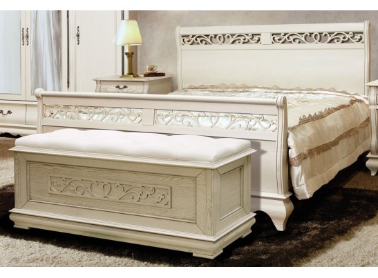 Прикроватный сундук-банкетка Оскар, белая эмаль+ТП ММ-216-08