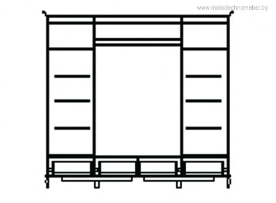 Шкаф для одежды четырехдверный Оскар, орех ММ-216-01/04