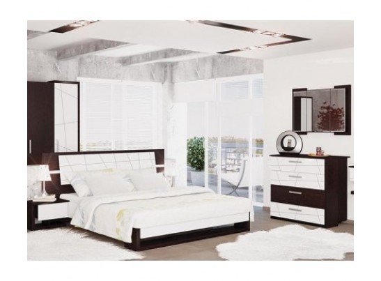 Кровать в спальню Барселона МН-115-01, дуб ниагара/белый глянец