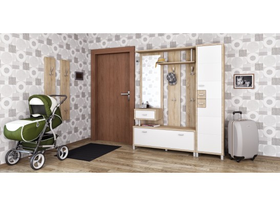 Вешалка с крючками Домино ВК-04-28, белый/дуб сонома