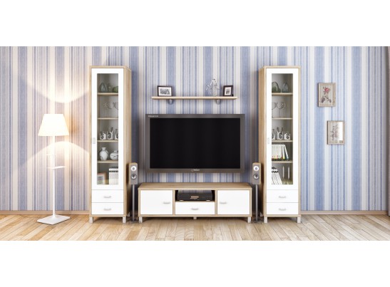 Полка прямая Домино ВК-04-08, белый/дуб сонома