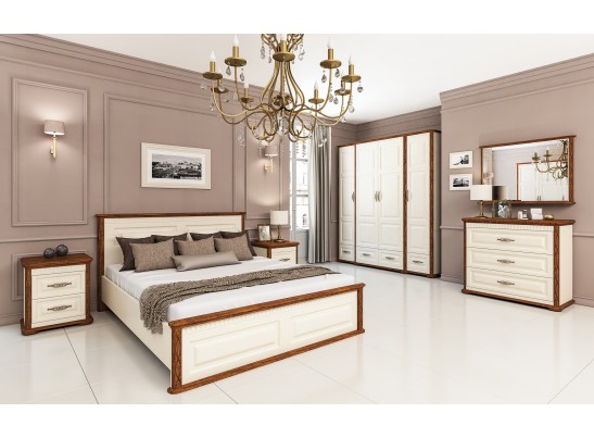 Кровать в спальню Марсель МН-126-01, крем+дуб кантри