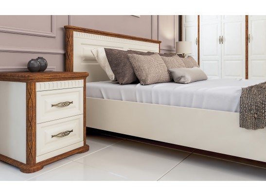 Кровать в спальню Марсель МН-126-01, крем+дуб кантри