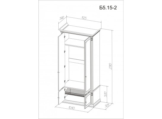 Шкаф 2-х створчатый Благо Б 5.15-2 (карамель) Шкаф 2-х створчатый Благо Б 5.15-2 (карамель)