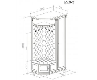 Прихожая угловая Благо артикул Б 5.9-3 (орех)