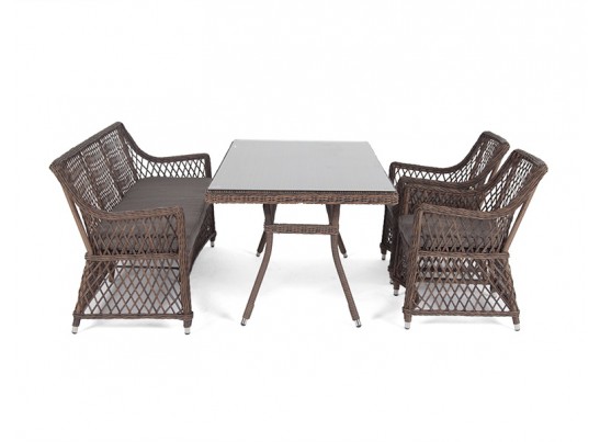 "Катания" обеденная группа плетеная на 4 персоны, цвет коричневый в Набережных Челнах