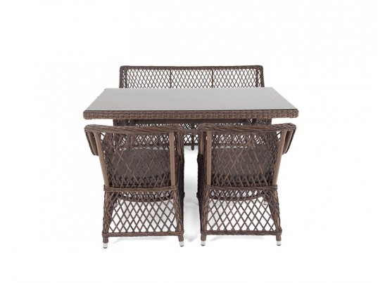 "Катания" обеденная группа плетеная на 4 персоны, цвет коричневый в Набережных Челнах