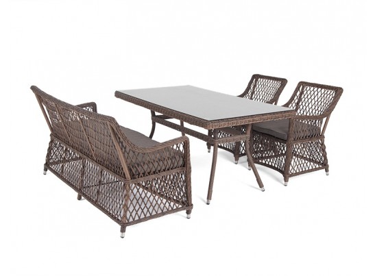 "Катания" обеденная группа плетеная на 4 персоны, цвет коричневый в Набережных Челнах