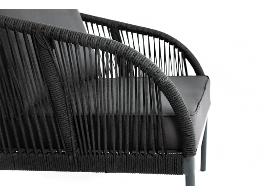 "Канны" кресло плетеное из роупа, каркас алюминий темно-серый (RAL7024) шагрень, роуп темно-серый круглый, ткань Savana Grafit в Набережных Челнах