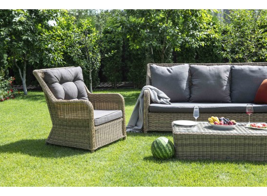 "Гляссе" лаунж-зона из искусственного ротанга, цвет графит в Набережных Челнах