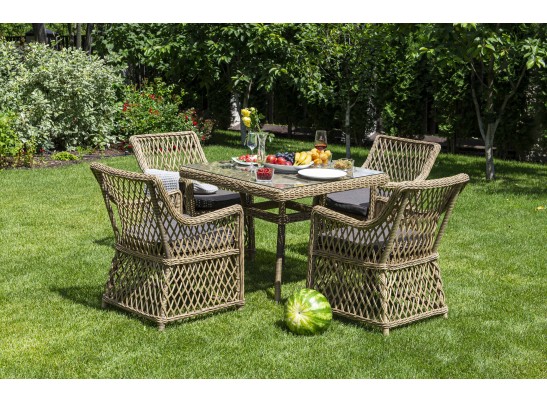 "Айриш" обеденная группа плетеная на 4 персоны, цвет соломенный в Набережных Челнах