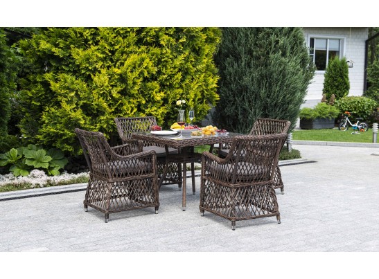 "Айриш" обеденная группа плетеная на 4 персоны, цвет коричневый в Набережных Челнах