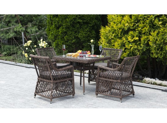 "Айриш" обеденная группа плетеная на 4 персоны, цвет коричневый в Набережных Челнах