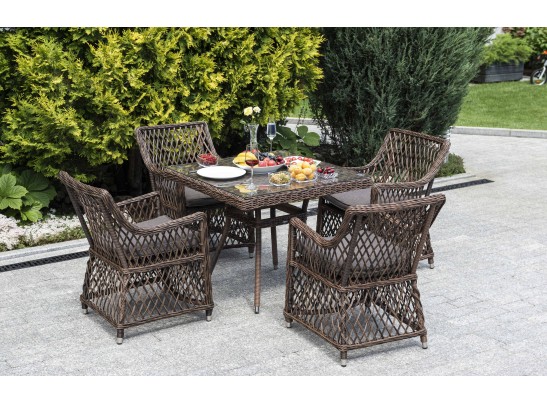 "Айриш" обеденная группа плетеная на 4 персоны, цвет коричневый в Набережных Челнах