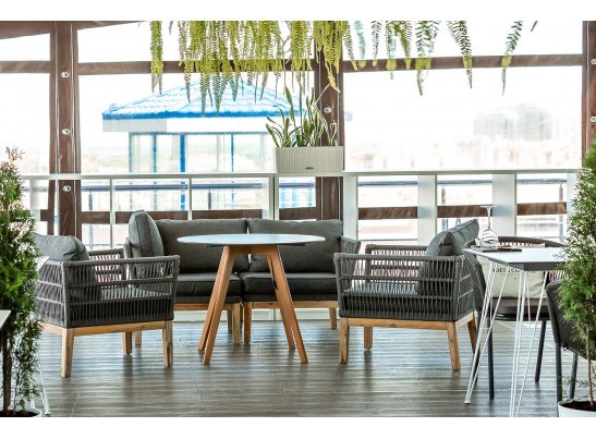 "Франческо" интерьерный стол из HPL круглый Ø90см, цвет молочный в Набережных Челнах