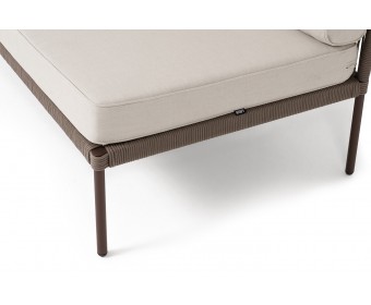 "Канны" правый модуль плетеный из роупа, каркас алюминий коричневый (RAL8016) муар, роуп коричневый круглый, ткань бежевая 15052