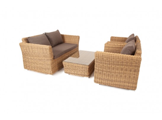 "Капучино Сингл" лаунж-зона из искусственного ротанга, цвет соломенный в Набережных Челнах