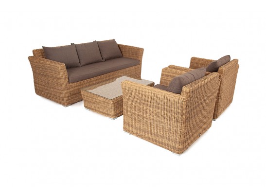 "Капучино" лаунж-зона из искусственного ротанга, цвет соломенный в Набережных Челнах