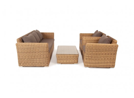 "Капучино" лаунж-зона из искусственного ротанга, цвет соломенный в Набережных Челнах