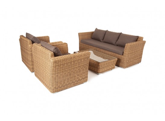 "Капучино" лаунж-зона из искусственного ротанга, цвет соломенный в Набережных Челнах