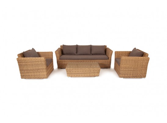 "Капучино" лаунж-зона из искусственного ротанга, цвет соломенный в Набережных Челнах